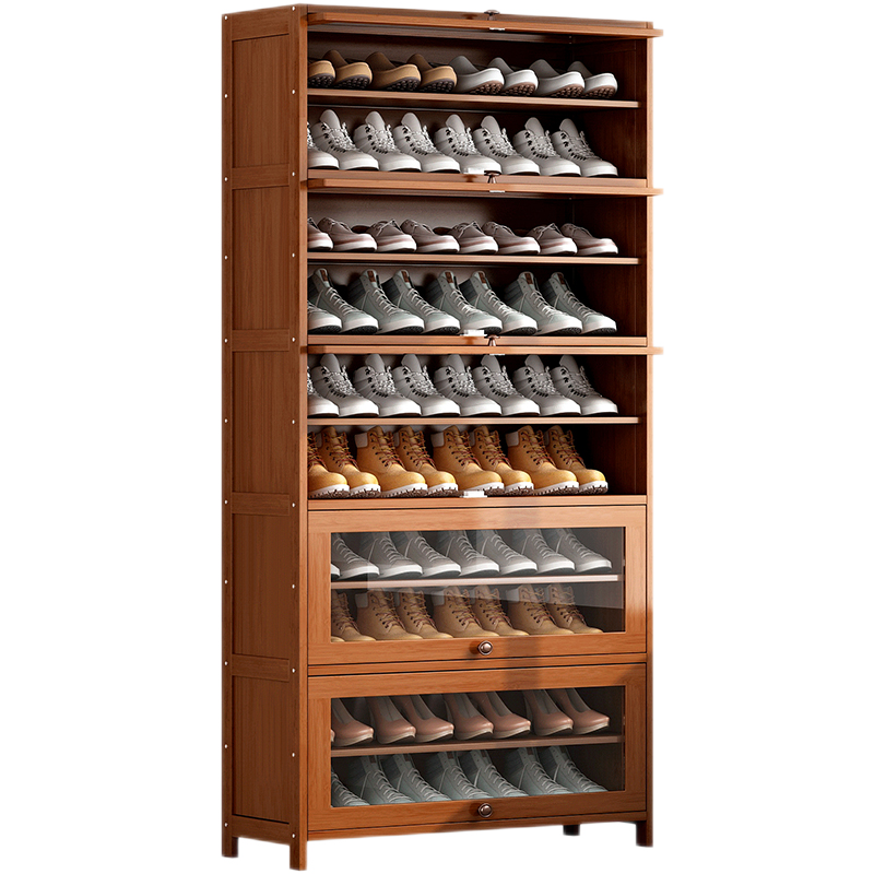 竹中生智鞋柜家用进门口大容量玄关收纳架省空间简约现代实木阳台翻斗储物 (亚克力门)3层60(加深宽度33cm)