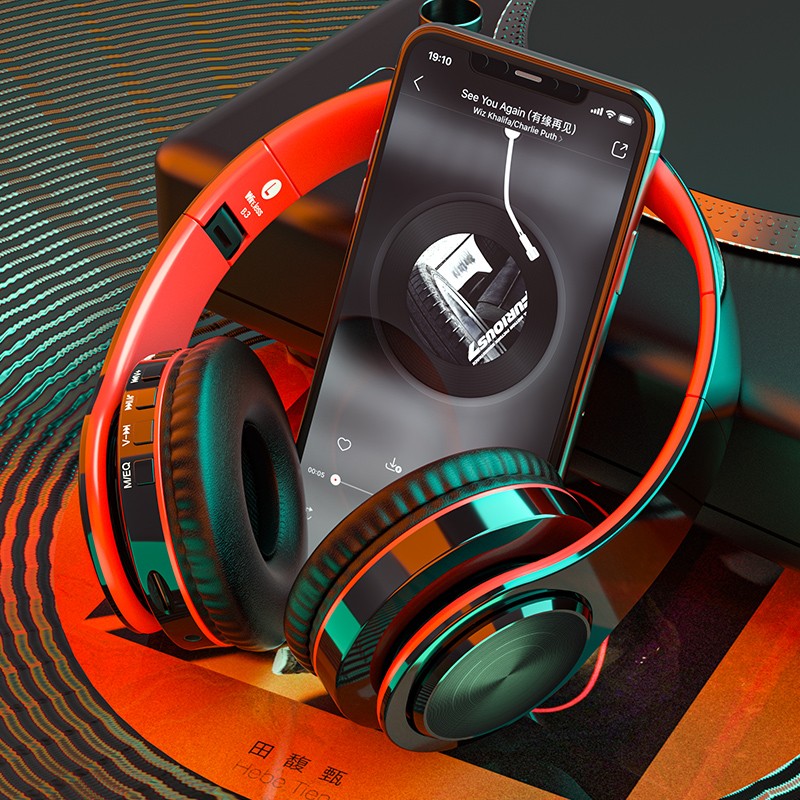奇联 耳机头戴式无线蓝牙重低音运动降噪游戏耳麦手机电脑通用 黑红色|质保一年|内置麦克风|