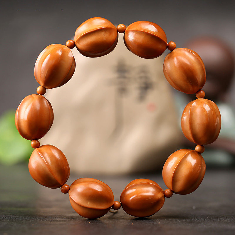 橄榄核手串男女素珠光珠核雕文玩把件橄榄胡雕刻手轻奢网红 8mm鱼背