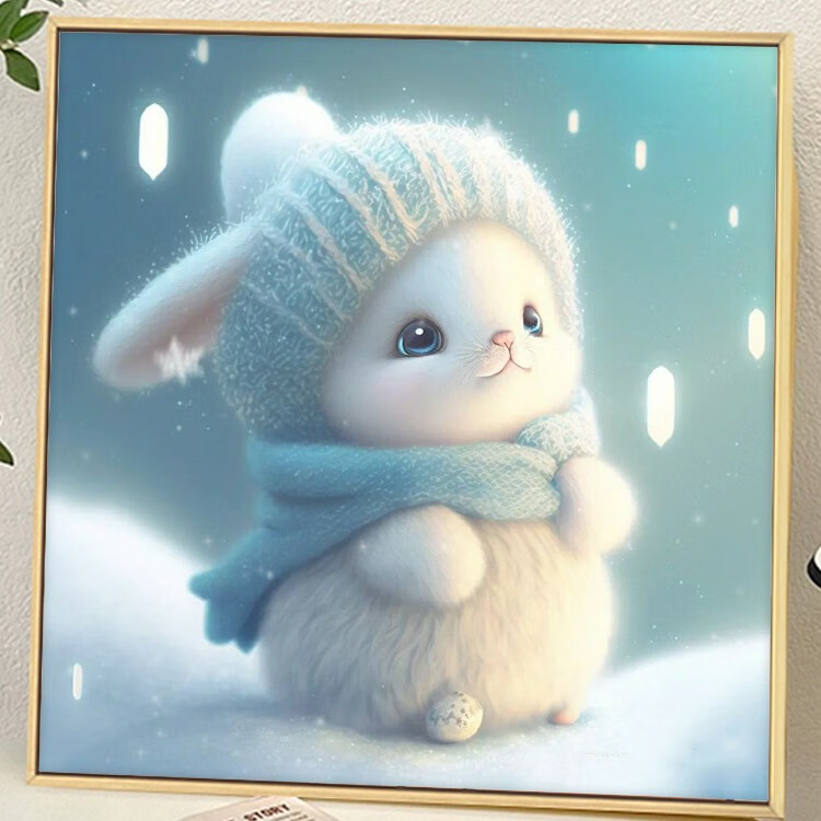 美岸精品兔子宝宝钻石画2023新款兔年5d满钻卡通高级卡通手工钻石绣 a