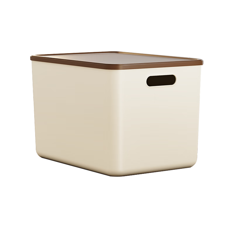 稻草熊收纳箱大号家用衣服玩具零食收纳盒塑料整理箱卧室存储置物储物箱 奶咖色三个装【带盖】 【18L】35*25*20.5cm