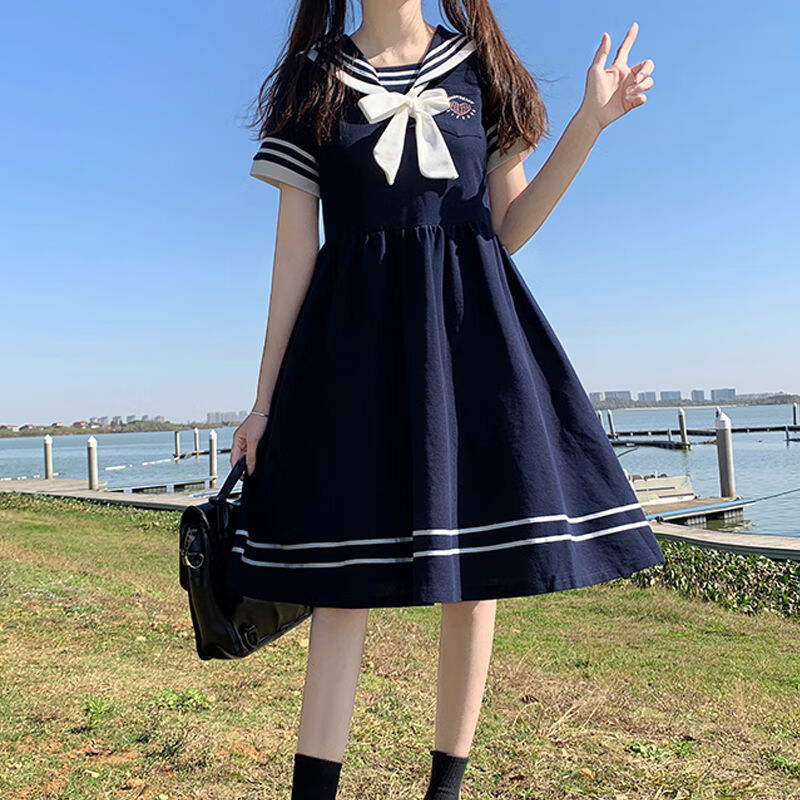 rvjpjk连衣裙学院风夏季海风1512水手服少女高中初中学生夏装13日系jk