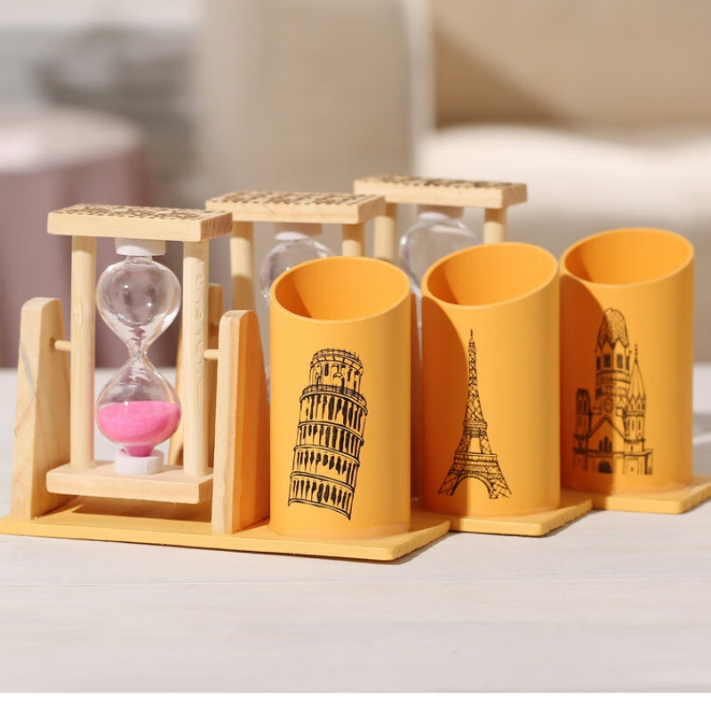 雏苞沙漏学生创意桌面摆件带笔筒文具笔插礼品刷牙泡茶计时器旋转其