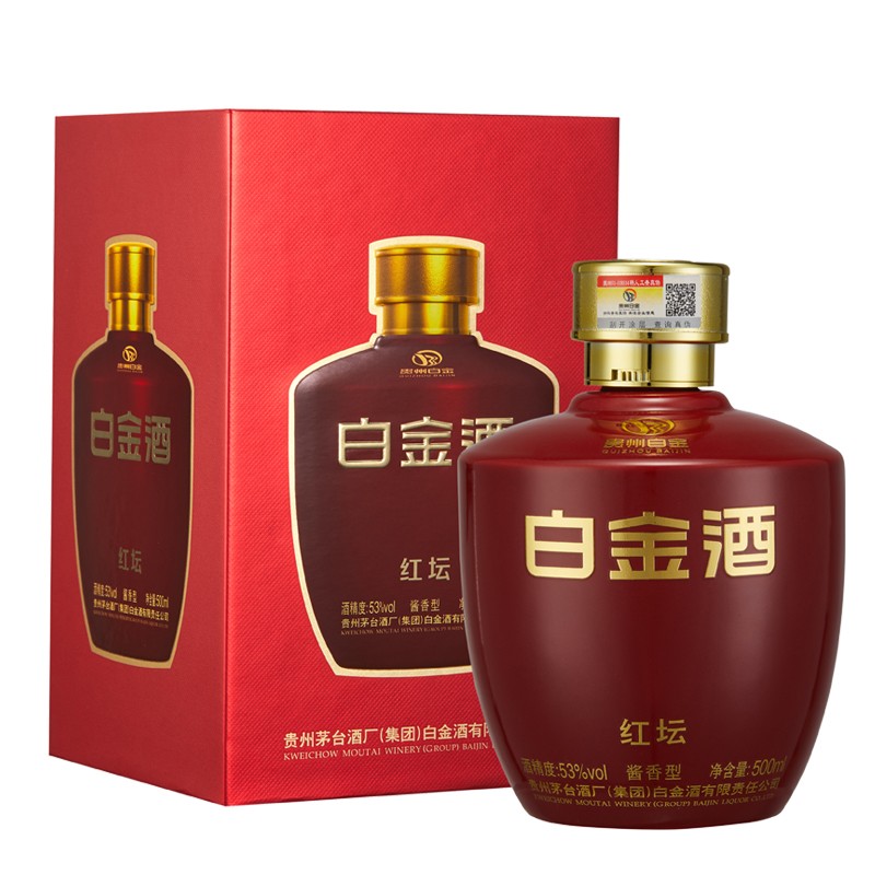 茅台(moutai)贵州茅台集团白金酒公司 红坛 53度酱香型高度白酒 500ml