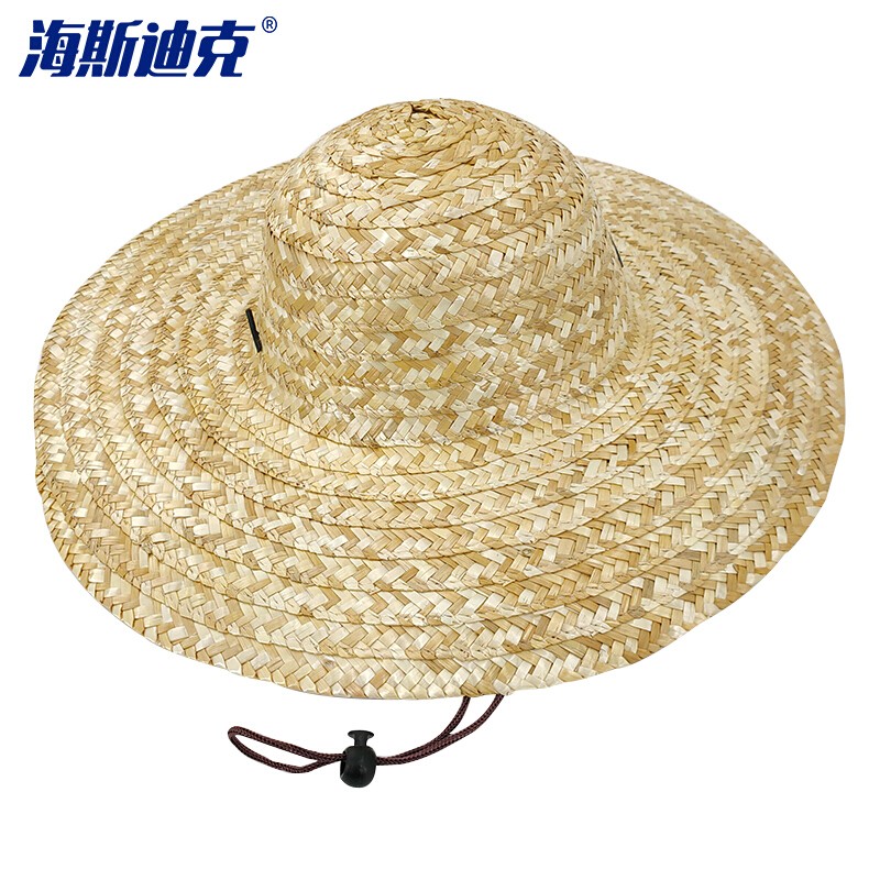 海斯迪克草帽 环卫遮阳帽 农民夏季用品 田园风大沿草编帽 黄色 5顶
