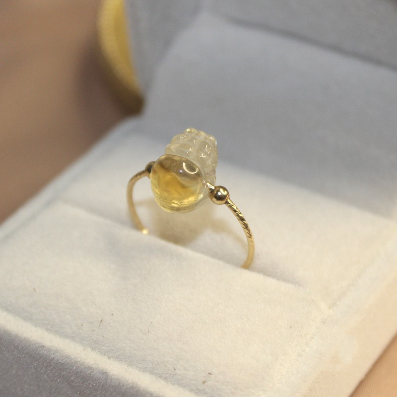 亚瑜媚指饰品定情信物情人节生日礼物送女友饰xzs 黄水晶貔貅戒指 11