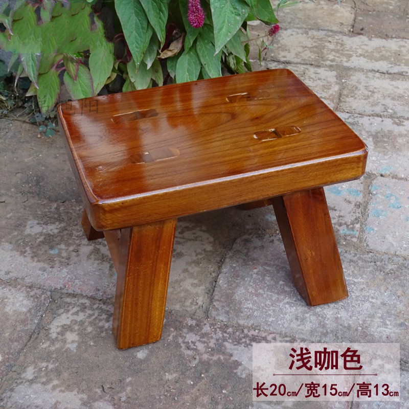 翰策木橙子 实木櫈子 实木小板凳复古客厅家用垫脚矮凳洗衣服大人 浅
