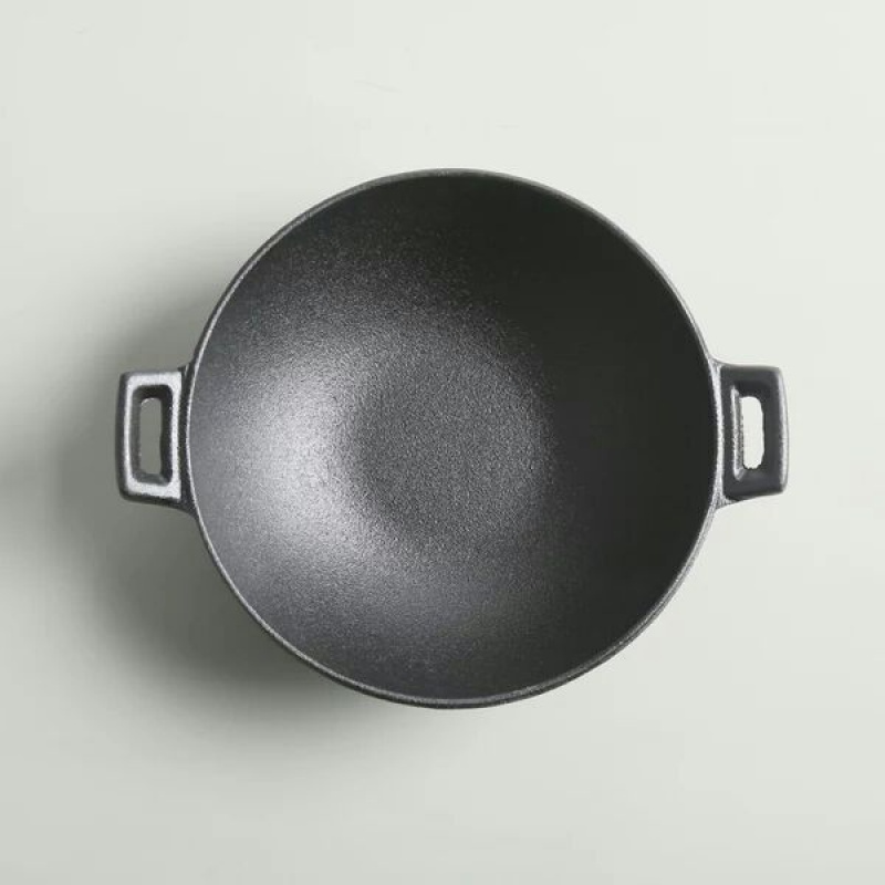 家用传统生铁锅老式双耳朵无涂层炒菜锅油炸小铁锅迷你一人铸铁小号地