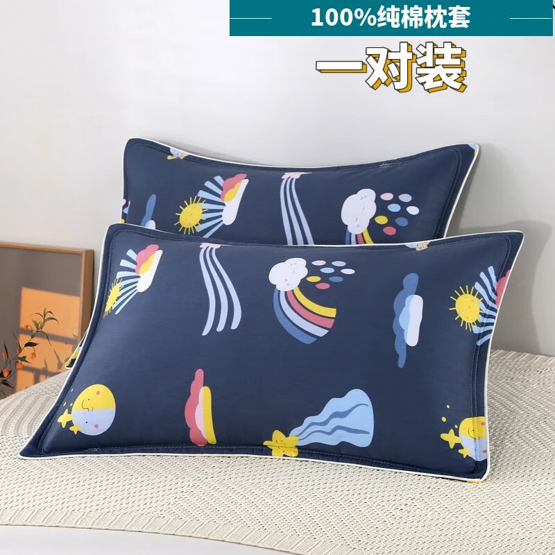 【精选】枕头套48x74cm家用大号40x60学生宿舍单人一对装枕套 七色彩虹【一对装】 48cmX74cm高性价比高么？