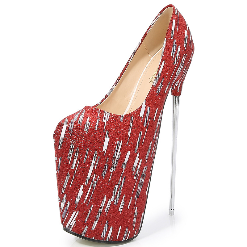 冠楷(guankai)恨天高高跟鞋超高跟细跟金属高跟单鞋性感伪娘大码夜店