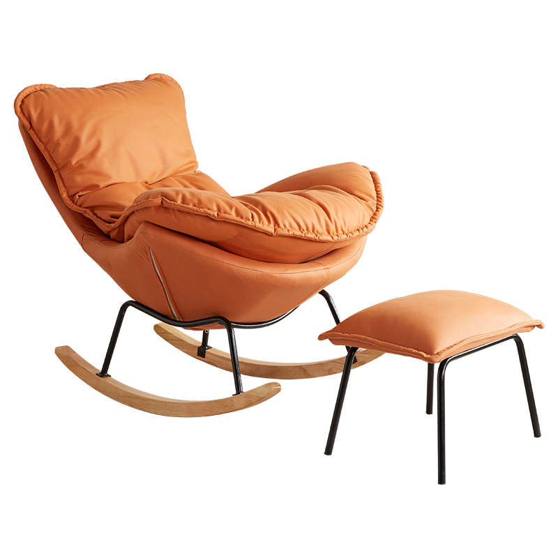 艺柳园 北欧阳台摇椅躺椅家用小户型懒人沙发客厅单人沙发家用摇摇椅子休闲沙发椅摇椅沙发 【豪华款】加大加厚橙色+带脚踏-独立内胆+免拆洗