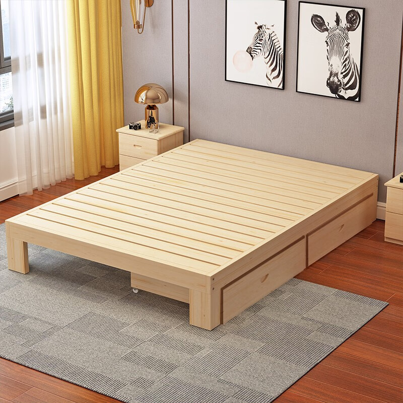 床1800mm总长2米1900没有无床头的1米9实木不带裸床定制尺寸 床板厚0.9高30厘米+抽屉 1500mm*2000mm x 框架结构