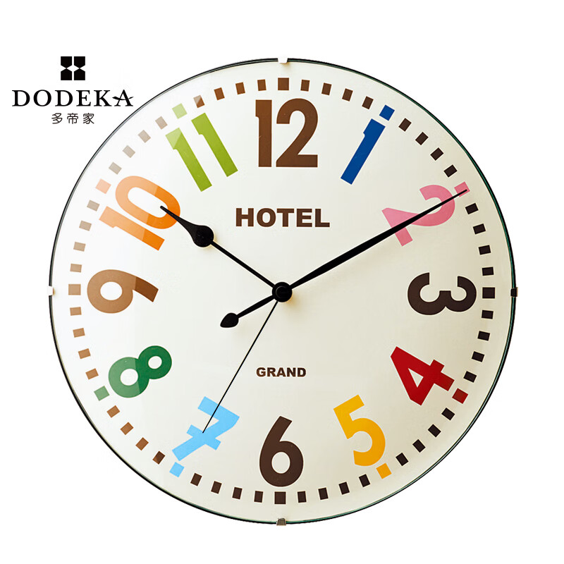 多帝家（DODEKA）多帝家儿童挂钟卡通创意时钟客厅时尚北欧电波钟自动对时挂墙表钟 米白色DOCL-8929RAB
