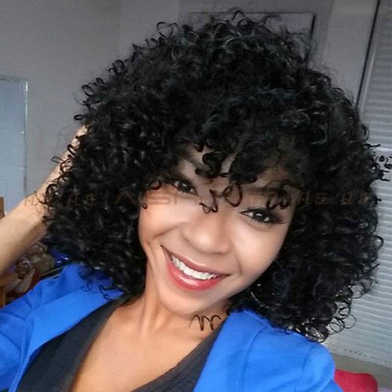 欧美短发黑人假发女小卷爆炸头套玉米烫夸张造型演外国人表演 啡黑色