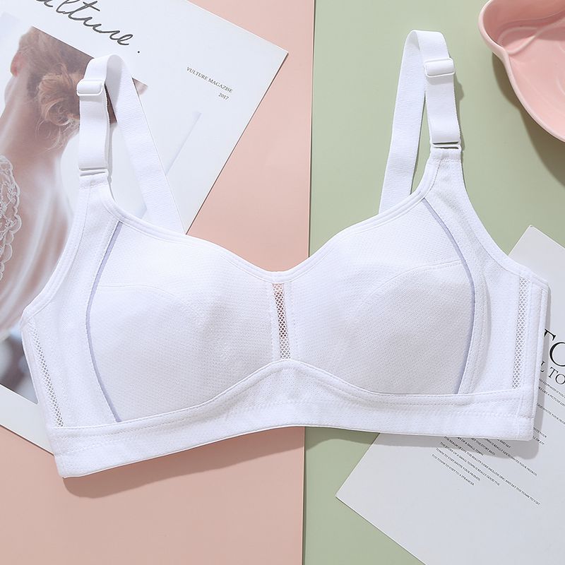 100%百分百感觉内衣无钢圈胸罩发育期高中大学生聚拢收副乳少女纯色