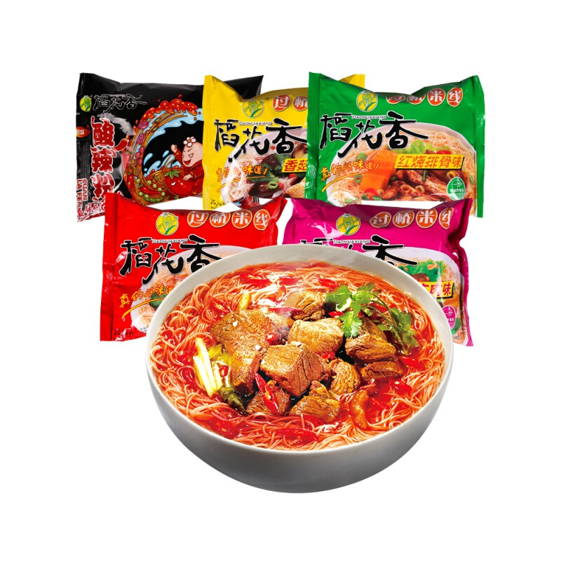 稻花香过桥米线方便面正宗22袋装粉丝细米线干货速食泡面整箱装 酸辣