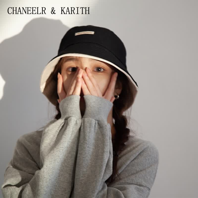 CHANEELR & KARITH防晒帽子女新款遮阳帽子女太阳帽渔夫帽夏季显脸小水桶帽百搭盆帽 黑色 55cm-58cm