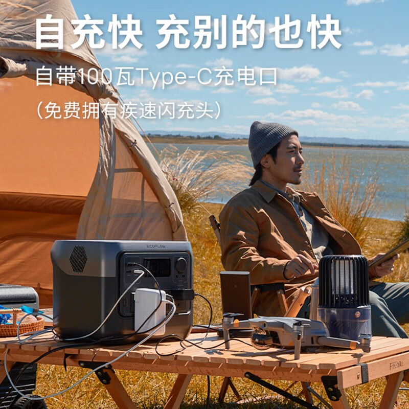 ECOFLOW 正浩快充户外电源应急移动储能便携自驾备用电池睿2 Pro 800W 768Wh +220W太阳能板组合