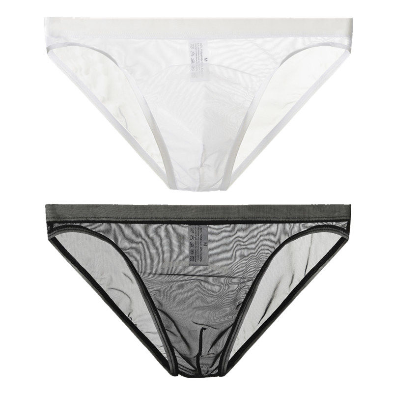 柯润莱男生内裤 冰丝男士性感内裤1/2条男士网纱透明三角裤低腰透气