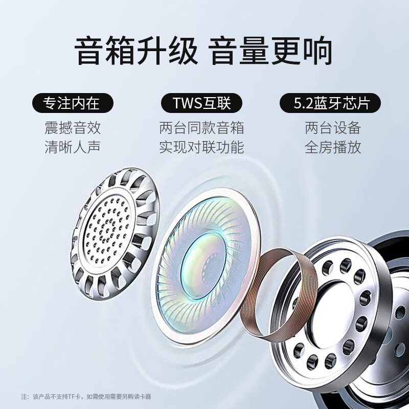 樱花无线蓝牙音箱户外便携扩音器家庭音响桌面音响无线充电低音炮U盘播放器 MS-1511BT-黑色