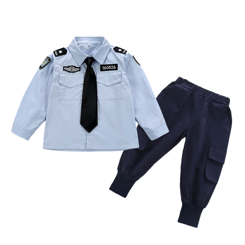 凝艋儿童警制服男孩儿童棉春秋套装童小装表演服交通园警官服宝宝