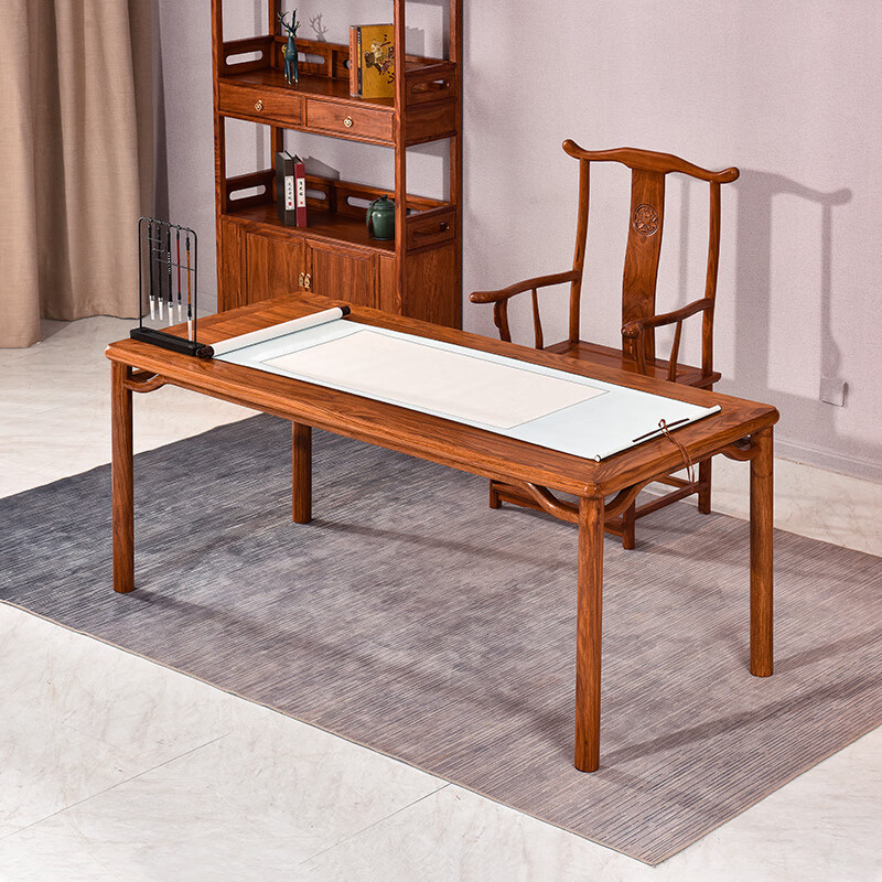 宋韵红木家具非洲花梨(学名:刺猬紫檀)全实木画案书法桌新中式书桌