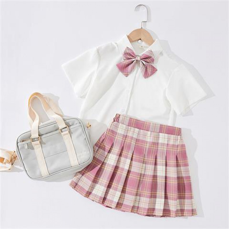 儿童jk裙子套装2021女童格子百褶裙小学生大童校服zop
