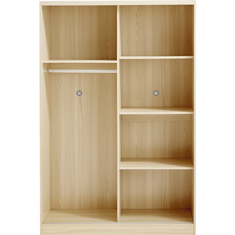 林氏木业现代简约原木色衣柜卧室储物柜北欧衣柜小户型LS214原木色【LS214D1-A衣柜(长约1.2米)】,2门