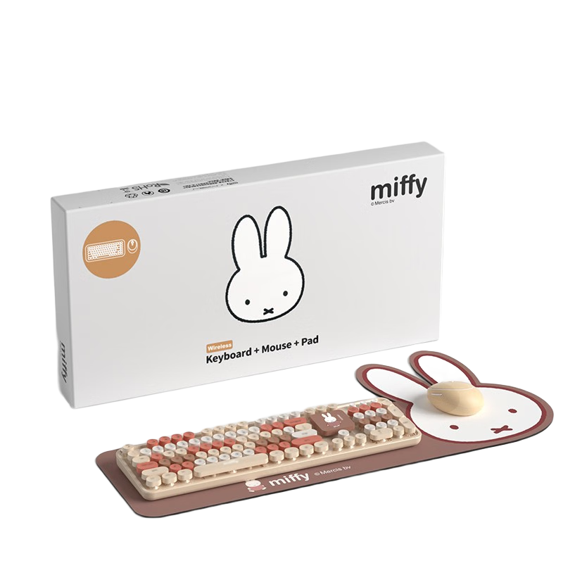MIPOW MPC-006MF 米菲无线键盘鼠标套装 复古朋克笔记本键盘 办公键鼠套装 鼠标 电脑键盘 棕色+键鼠垫套装
