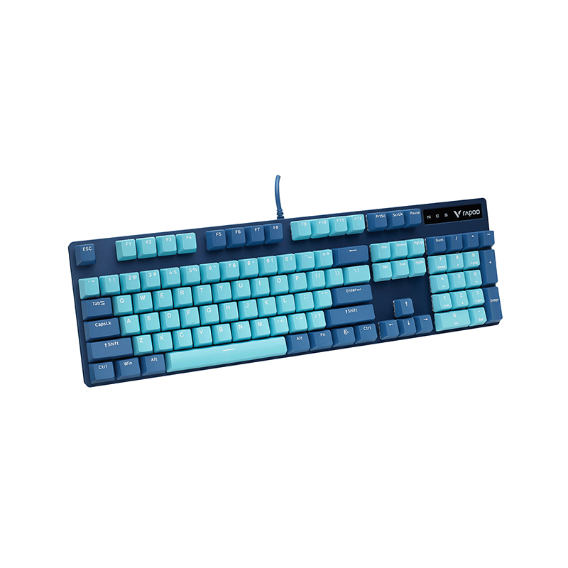 雷柏（Rapoo） V500PRO青蓝版 机械键盘 有线键盘 游戏键盘 104键单光键盘 吃鸡键盘 PBT键帽 红轴