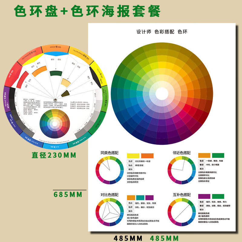 宸学文具 调色色环盘搭配色环 色环海报12色环配色卡24色环标准调色