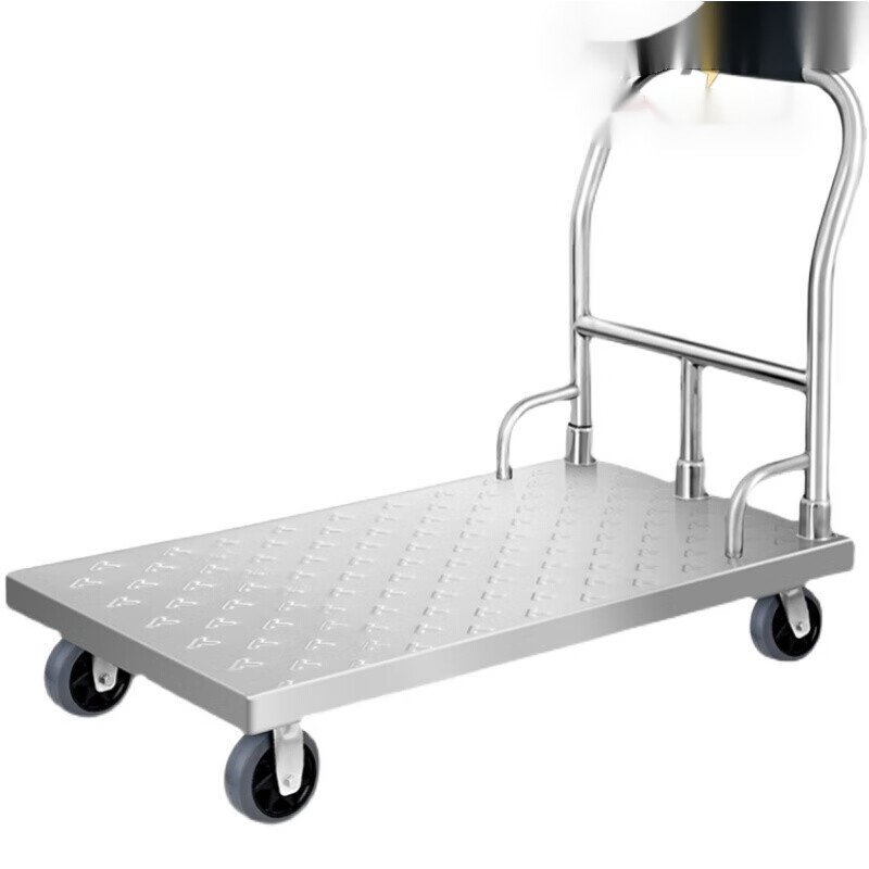 初构想不锈钢手推车平板车搬运车推货车万向轮拖车手拉车小推车拉货