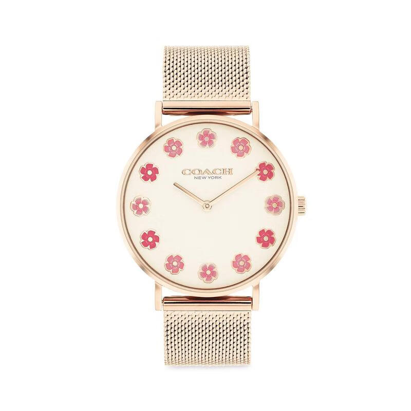 蔻驰(coach)女士手表 perry系列新款花卉时标网带甜美时尚石英女表