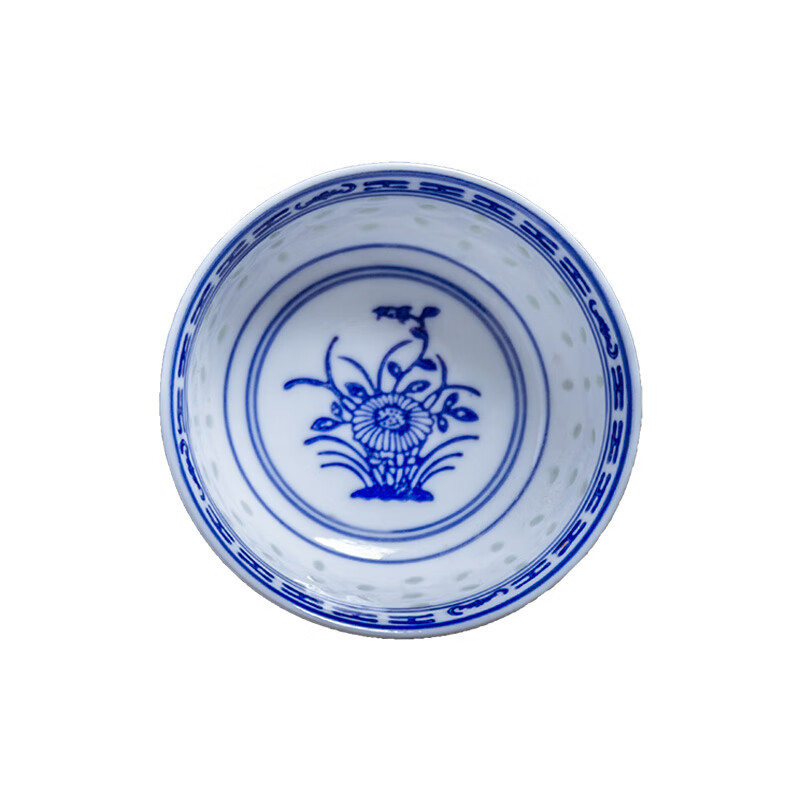 中式传统青花瓷碗套装饭碗10个家用复古釉下彩景德镇 5英寸兰花碗10个