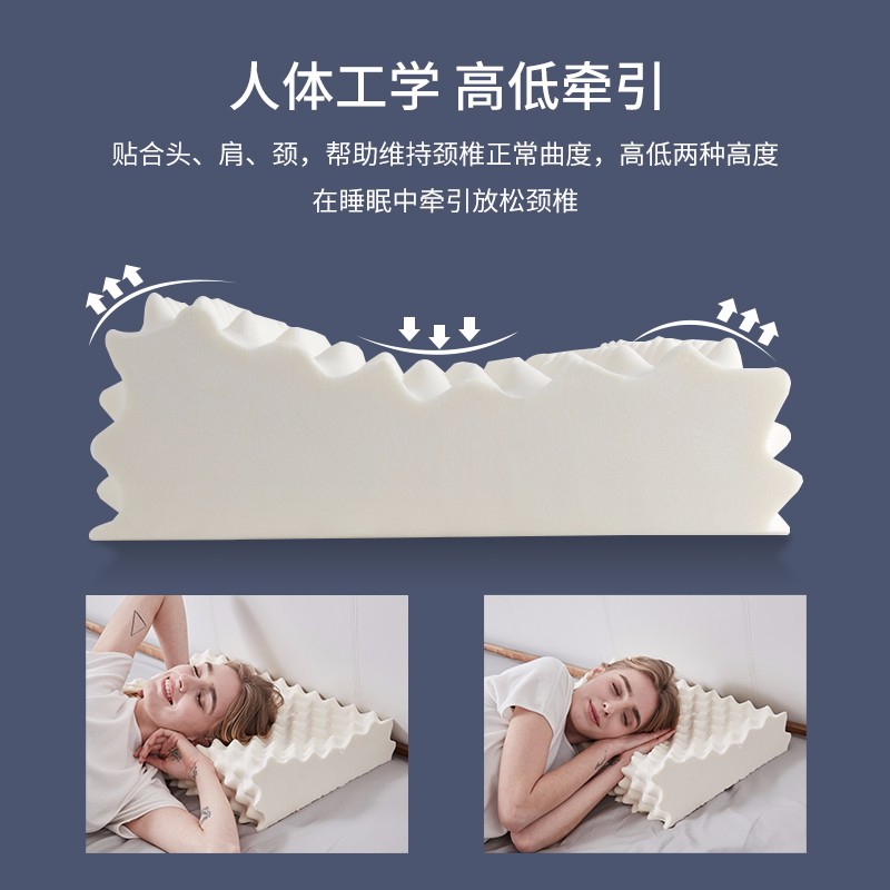 38518-【买一个送一个 送同款】睡眠博士(AiSleep)枕芯 乳胶枕进口乳胶护颈枕 58*35*9/11(按摩大颗粒)-详情图
