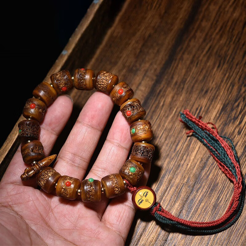 豪迎 老料牦牛骨嘎巴啦手串 牛骨头珠子藏式朱砂牌 佛珠女男款手 款式