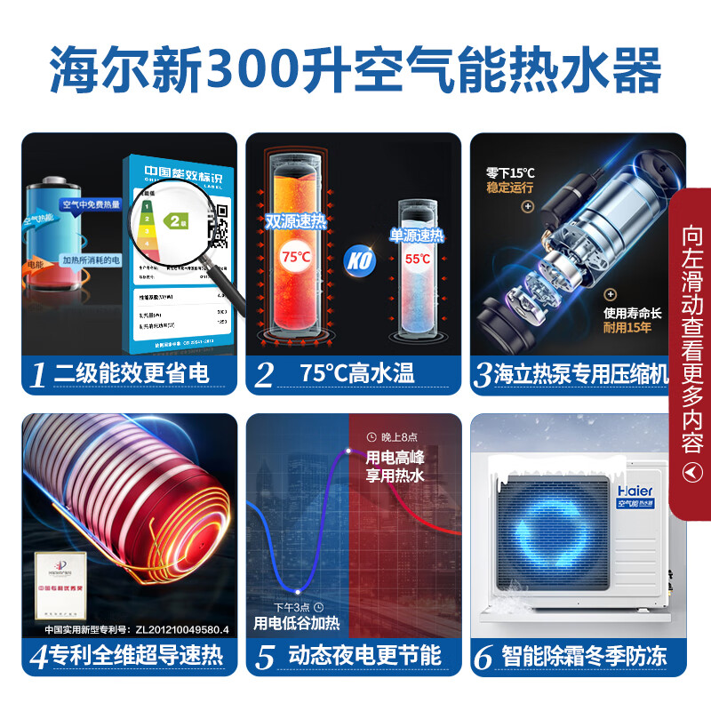 品牌:海尔型号:300L空气能热水器空气源热水器怎么样?全面解析在此!