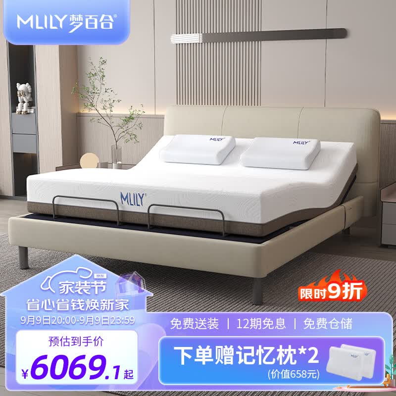 梦百合（Mlily）床 现代简约0压智能床多功能电动可升降主卧床环保双人一体式床 【经典款】智能软床+床垫 1.8米*2米怎么看?