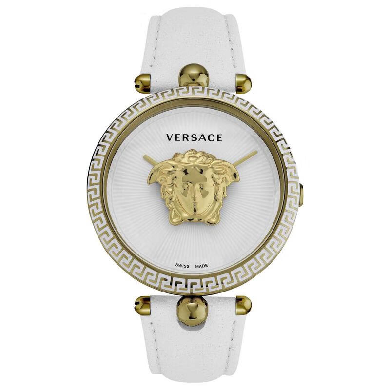 范思哲(versace)女表 palazzo系列时尚简约白色皮带石英手表女 veco