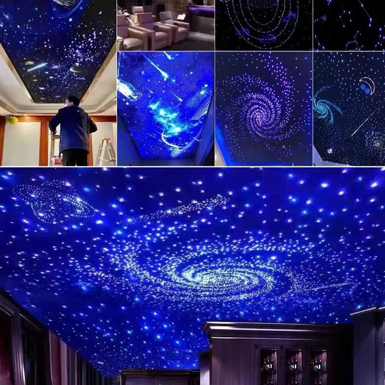 哲初星空顶天花板喷绘满天星光纤影音室ktv客厅家庭影院石膏板吊顶
