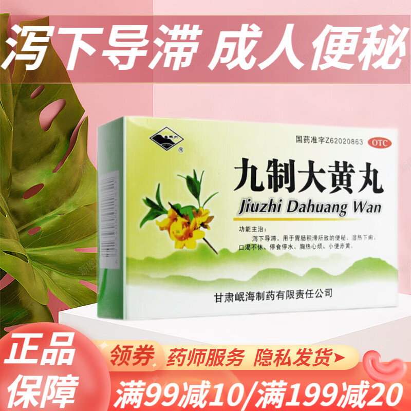 赤黄便秘吃什么药可选瓶装 1盒 九制大黄丸通便药6g*10袋甘肃岷海制药