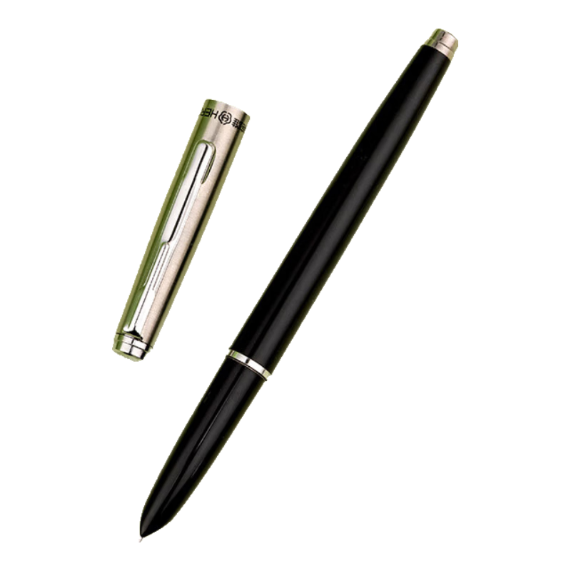 英雄（HERO）鋼筆經(jīng)典P007 黑色升級款 暗尖銥金鋼筆墨水筆學生單支裝 F尖