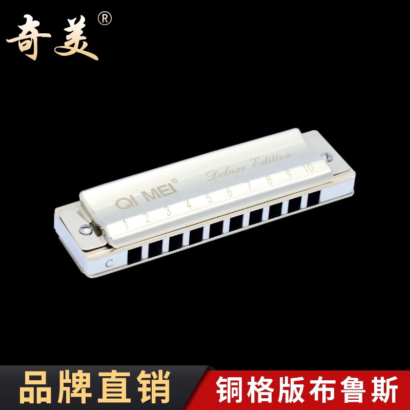 奇美銅格版布魯斯口琴10孔初學(xué)者學(xué)生用演奏級十孔藍調口琴 銅格版布魯斯