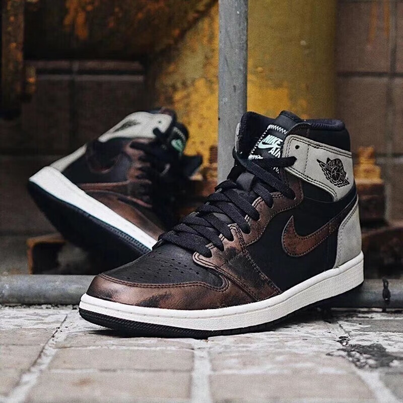 jordan 1 high og情侣高帮休闲板鞋aj1篮球鞋子 古铜 变色龙555088