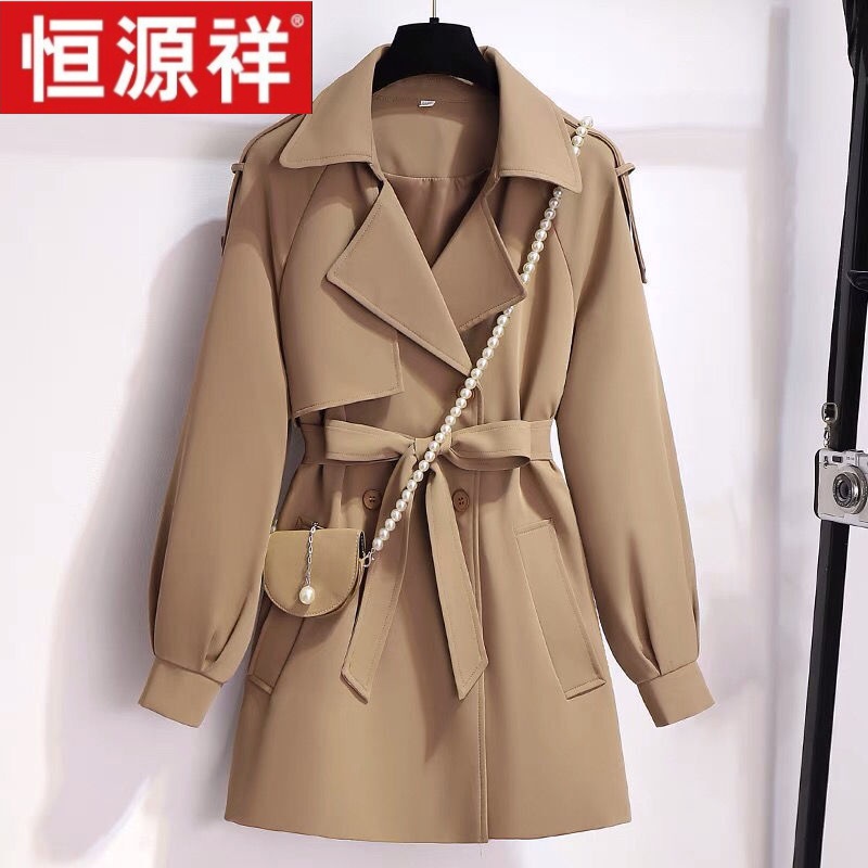 短款风衣女女装黑色风衣外套小个子2022新款春秋气质收腰感女士大衣