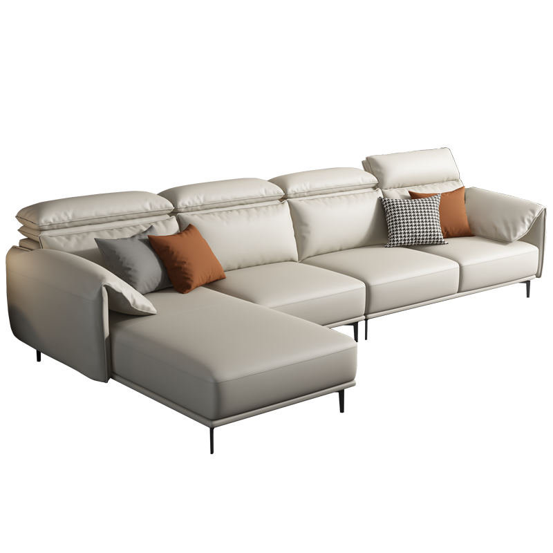 晚安家居 WMLSF16 北欧现代简约轻奢头层牛皮沙发 大中小户型客厅时尚皮艺沙发 1+3+左妃