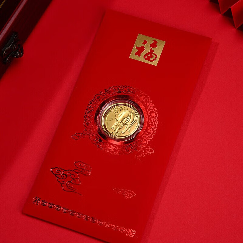 lossot足金十二生肖牛金币金章黄金压岁钱红包利是封生肖纪念币新年