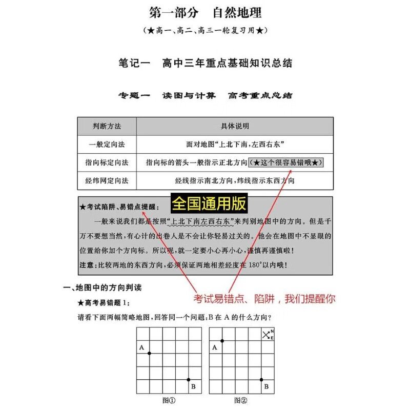 2026学霸笔记高中地理衡水中学高考状元手写高分笔记地理复习资料 【65%学生选】语数英政历地(6本)