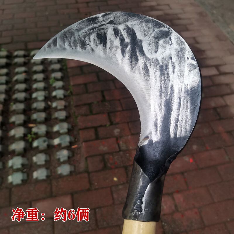 钢锻打镰刀割草刀农村家用砍柴镰老式砍割两用弯廉加厚打草刀 白色