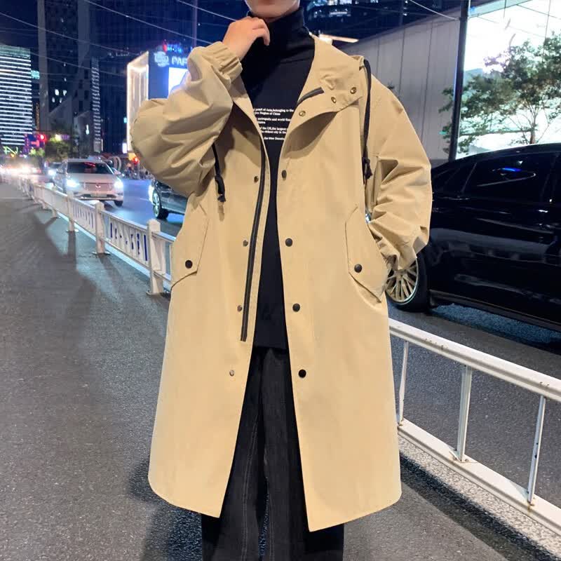 专帅时尚风衣男潮流长款过膝外套男装英伦风衣服春秋季男宽松大衣男